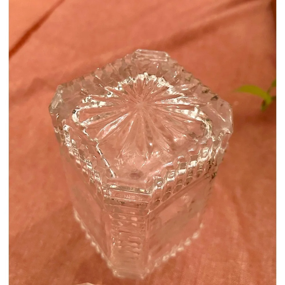 Vintage Square Pressed Glass Decanter – Starburst & Diamond Point Design‎